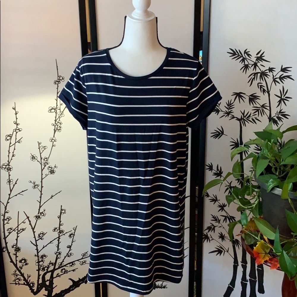 Lulus | Blue + White Striped Shirt Dress